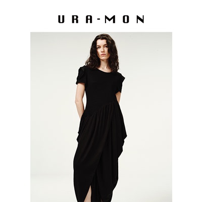 URA-MON｜垂坠云朵连衣裙高级设计感女款不规则下摆