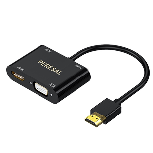 HDMI转vga+HDMI转换器适用联想华硕笔记本电脑连接投影仪显示器