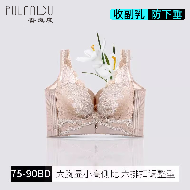 普岚度调整内衣女大胸显小胸聚拢精油杯高侧比六排扣矫正文胸套装