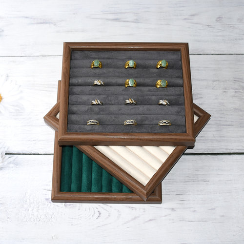 实木相框戒指盘耳钉耳环收纳托盘