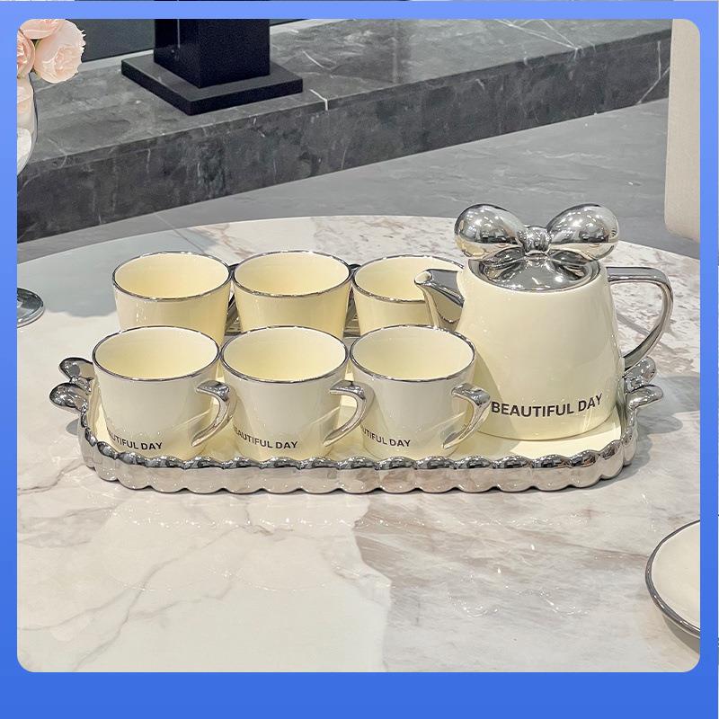 DXL奶油风陶瓷喝水杯子家用套装茶杯茶具茶壶轻奢客厅冷水壶杯具