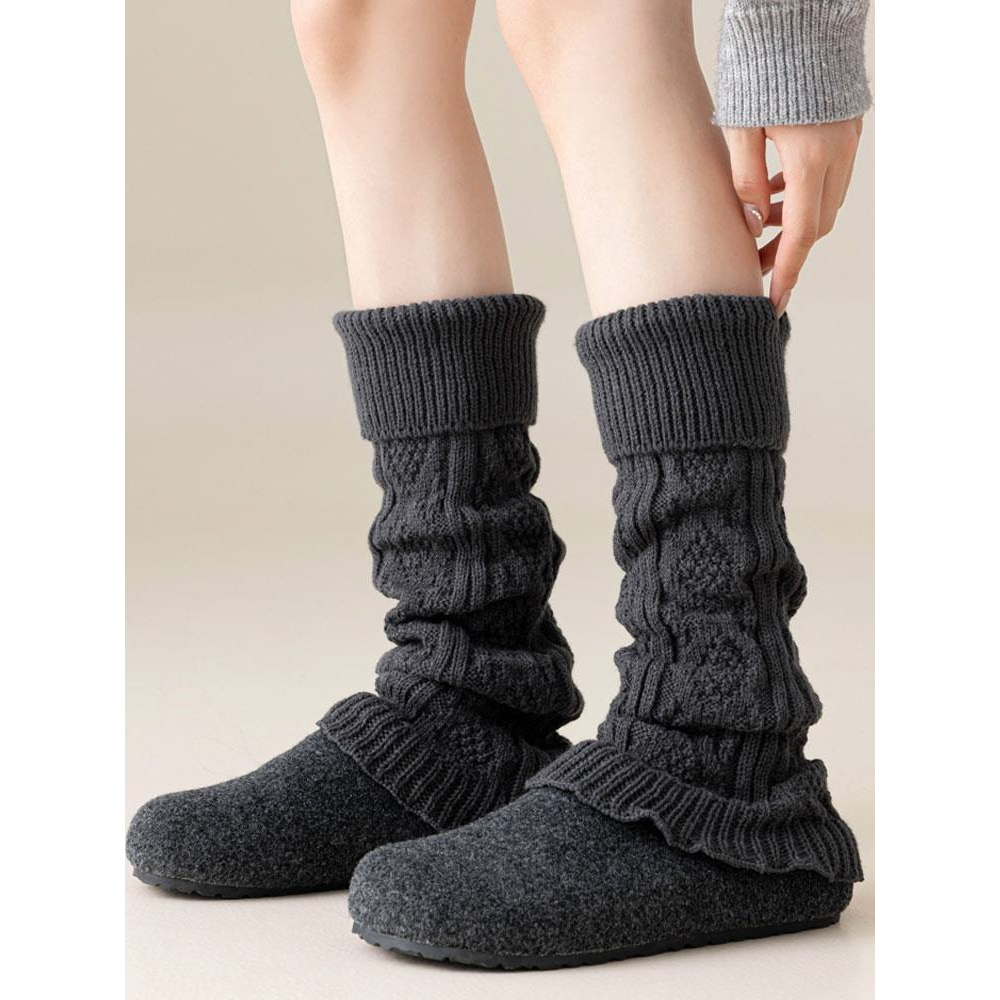 堆堆袜套女秋冬灰色中筒高腰长袜日系JK辣妹风加厚保暖外穿小腿套
