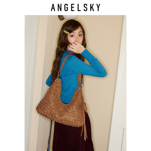 ANGELSKY原创设计编织hobo腋下包