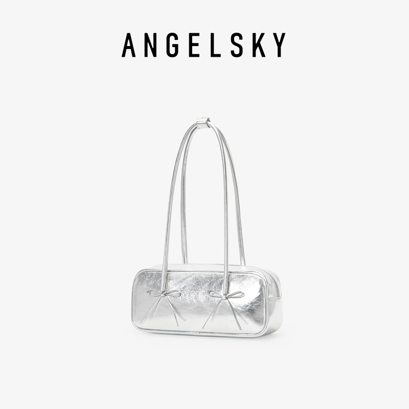 ANGELSKY银色蝴蝶结腋下包