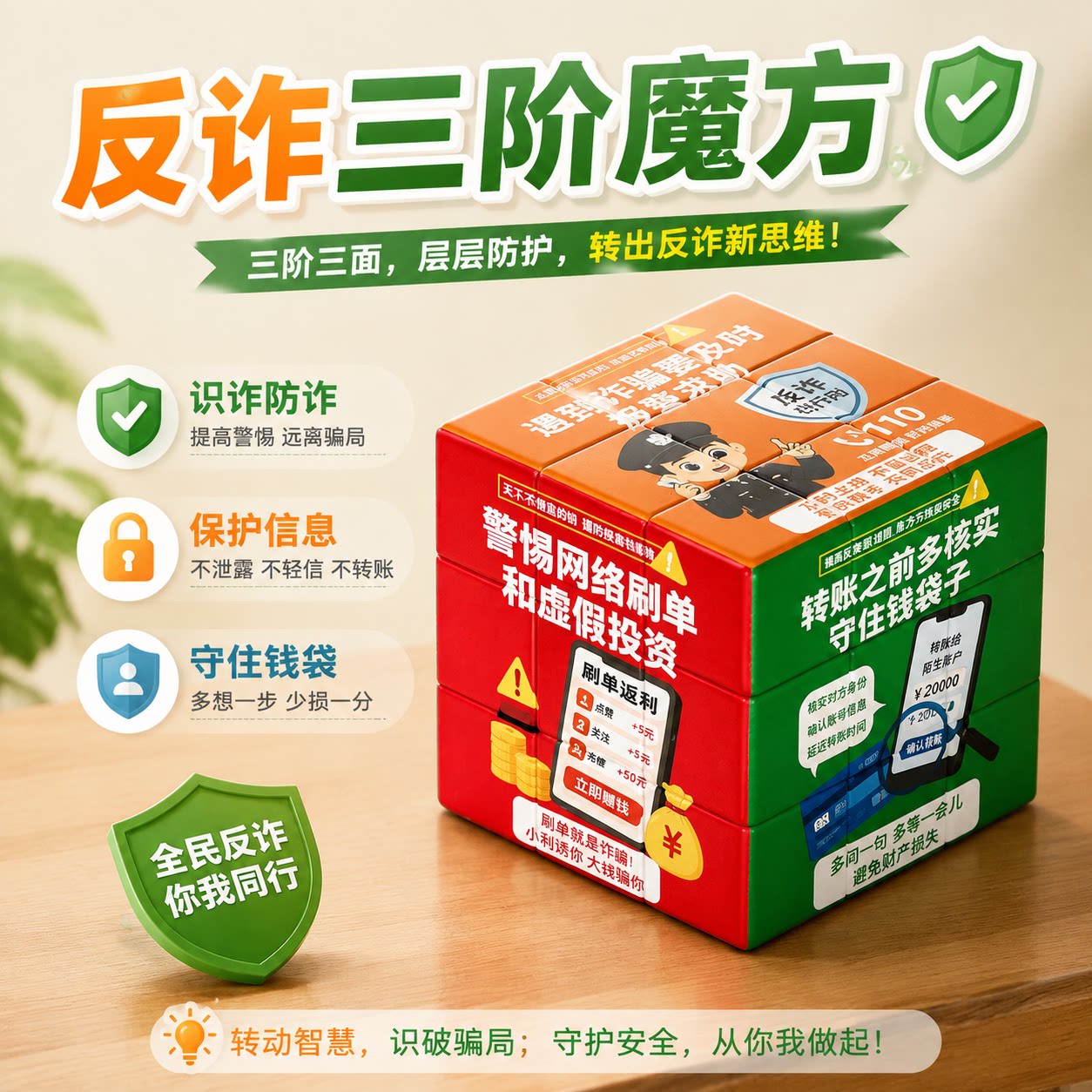 反诈魔方宣传教育电信安全知识创意文创产品周边礼品定制活动展会图片
