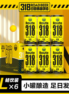 318精酿啤酒 12度德式小麦白啤酒1L*6瓶大容量 酒馆纪念啤酒整箱