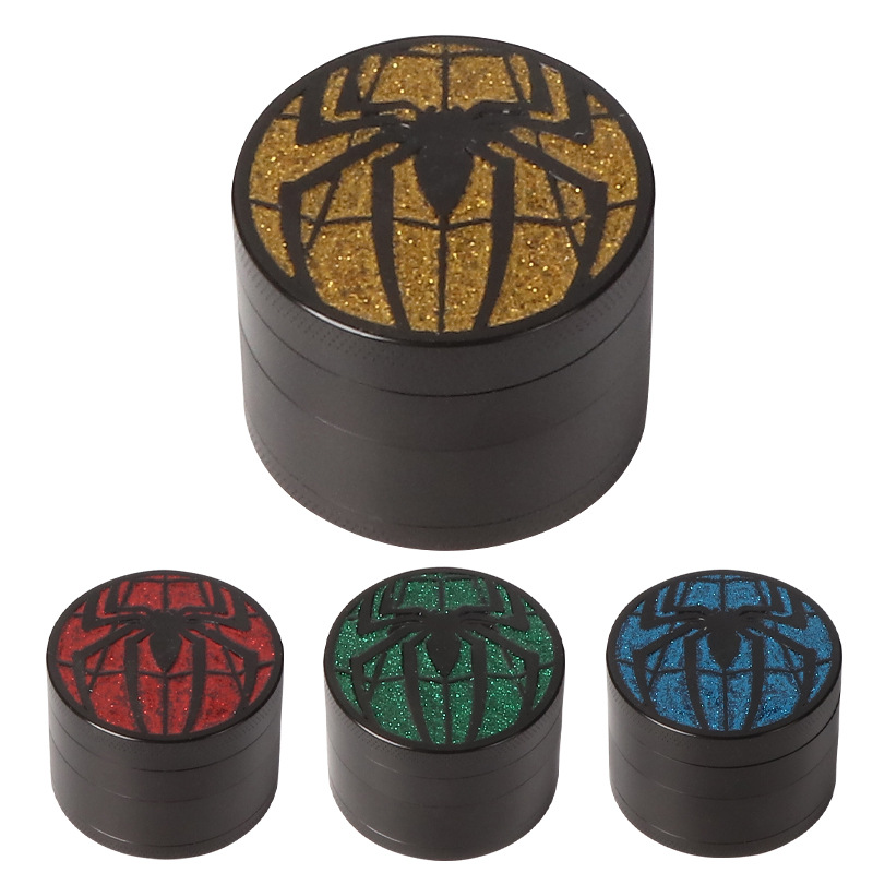 直销锌合金磨烟器 新品研磨器50mm四层蜘蛛图案现货