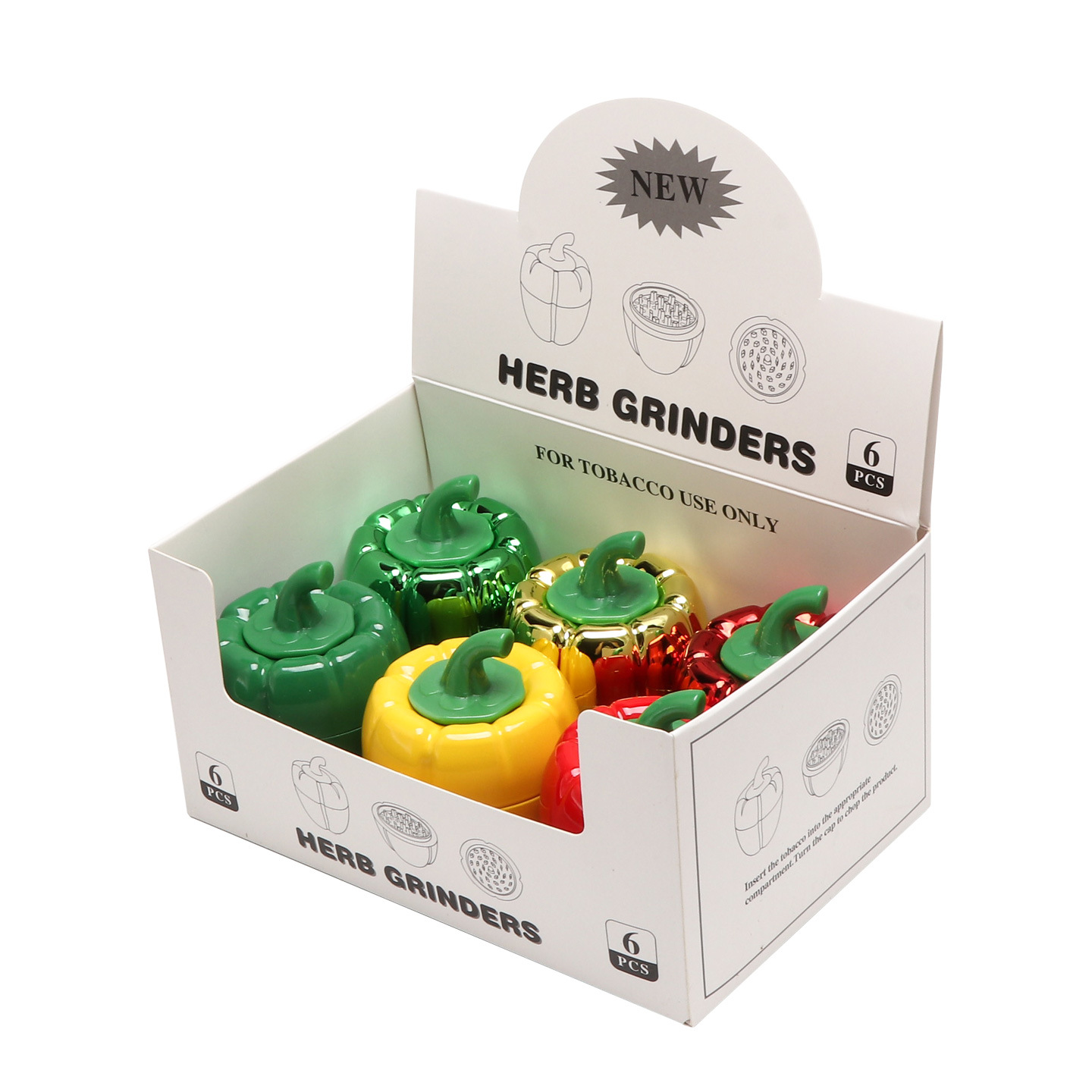 锌合金磨烟器热卖辣椒四层电镀研磨器Herb Grinder创意磨烟器