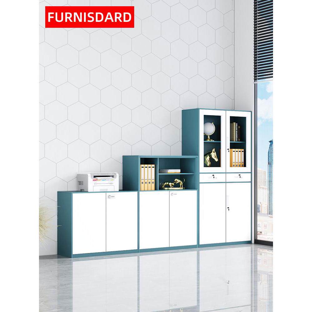 资料柜密码文件柜加厚铁皮柜钢制储物收纳办公柜带锁档案柜矮柜子