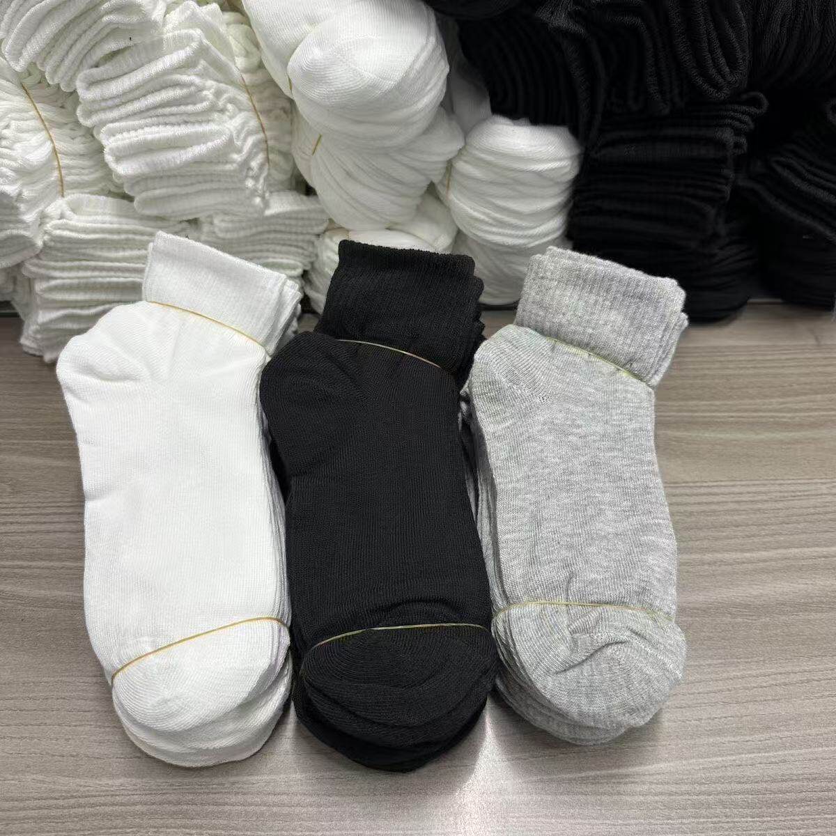 100双一次性中筒运动袜黑白灰色