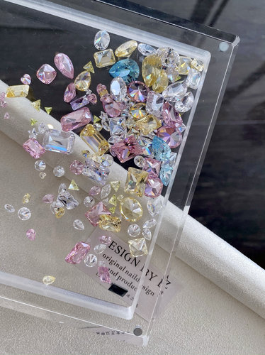 正品LZ高定美甲饰品四方长方冰块珠宝钻不规则异形锆石方钻搭配集