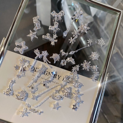 正品LZ高定【银白｜雪花星】 超仙闪爆款锆石圣诞流苏雪花美甲饰