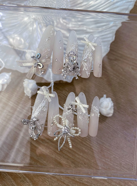 正品LZ高定美甲饰品2024秋冬新品婚薄雾少女系列沐花温柔蝴蝶结饰