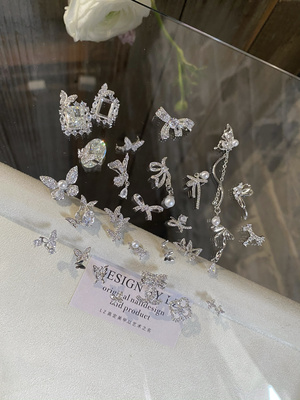 正品LZ高定美甲饰品邂逅春日森白系玫瑰庄园浅春夏蝴蝶飘带新品集