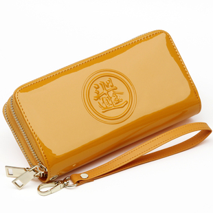 黄色招财钱包男女士长款放手机大容量时尚金色聚财黑色高级感包包