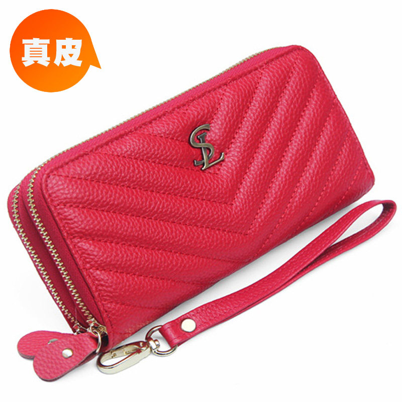 真皮手拿包女小包高级感新款可放手机精致高档大容量气质妈妈红色