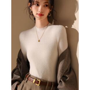 ROUMIKL2025秋冬新款半高领打底衫女套头修身针织衫黑色加厚毛衣