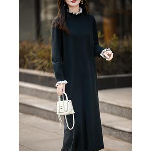 ROUMIKL高级感花边领针织衫连衣裙女25秋冬新款宽松保暖内搭打底