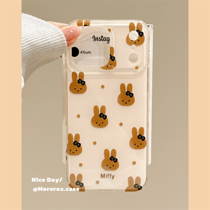 MoreRex日韩可爱棕色波点小兔卡通适用苹果17手机壳iphone16promax新款15pro双层14防摔保护套13超好看17女款