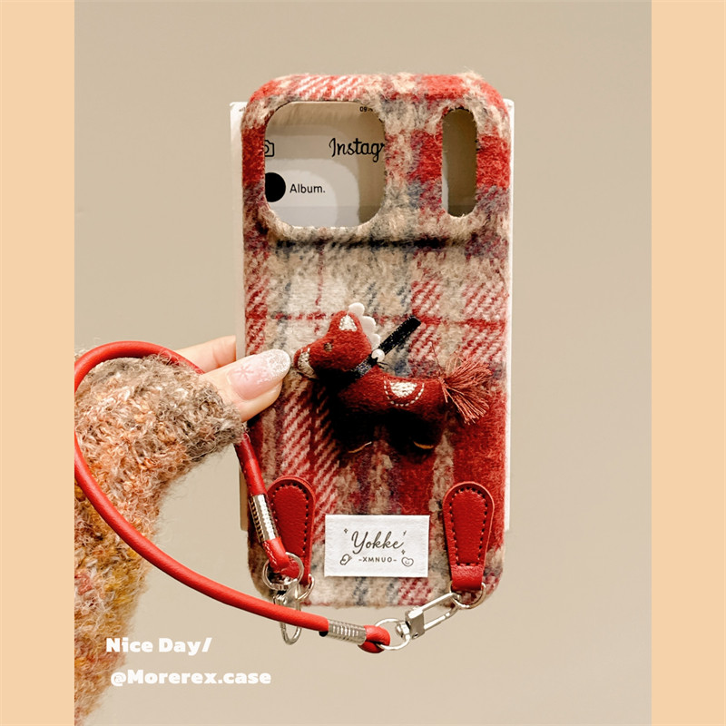 MoreRex新年可爱红色绒布立体小马适用苹果17手机壳iphone16promax新款15pro手拎绳14防摔保护套13秋冬17女款,3C数码配件,手机保护套/壳,淘宝优惠券,粉丝福利购,淘宝优惠卷