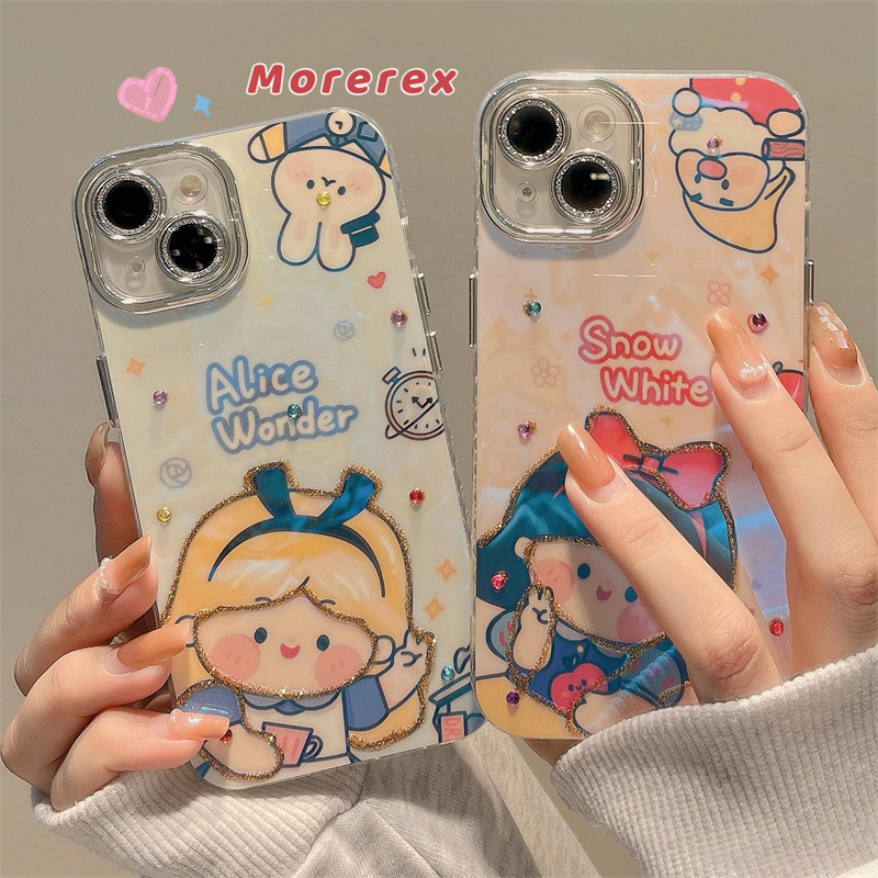 卡通可爱网红公主适用苹果16手机壳镭射iphone15promax新款12小众11女15pro防摔14pro少女心带镜头膜保护套
