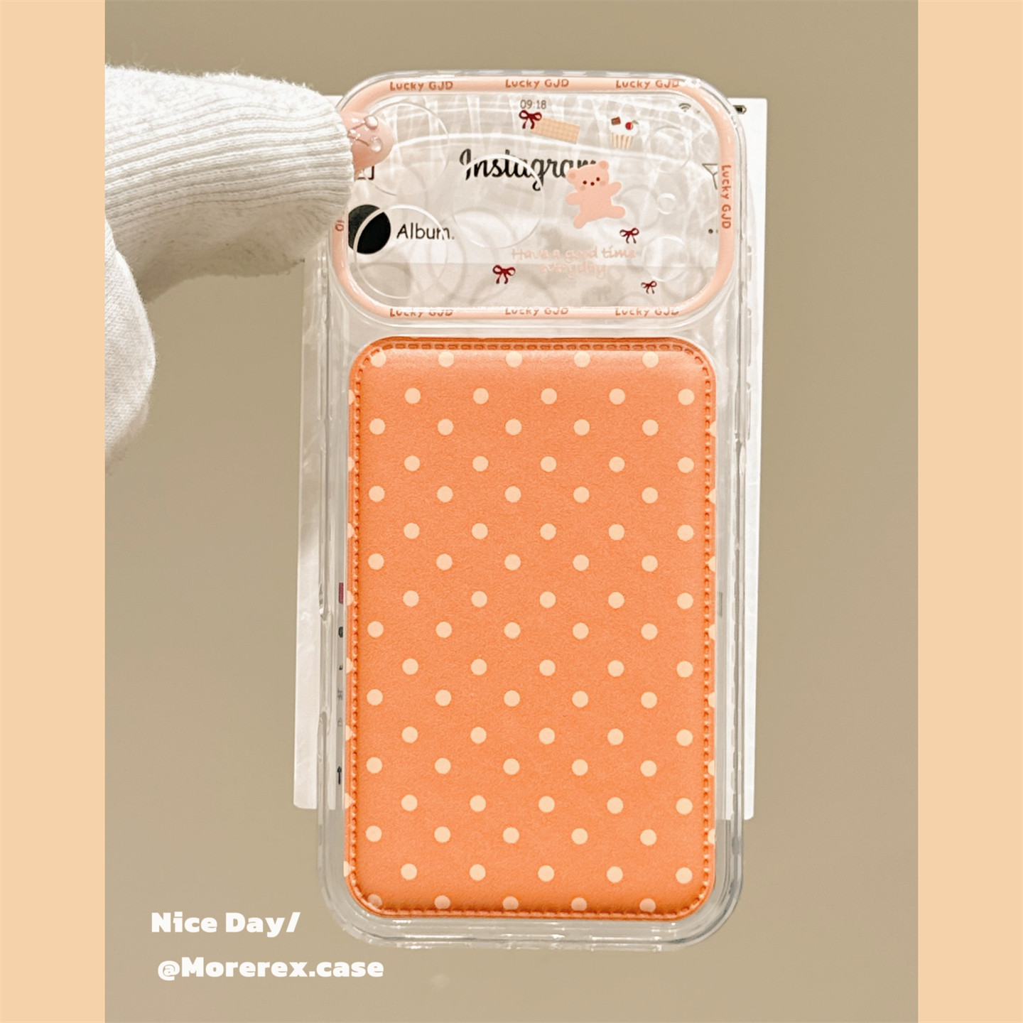 MoreRex 日韩ins橘色波点小熊适用苹果18手机壳简约iphone17promax新款18pro全包15防摔保护套14甜妹16高颜值