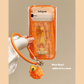 MoreRex橙色可爱旋转星星小人卡通适用苹果17手机壳iphone16promax新款 15pro带挂绳14防摔保护套13镭射17女款