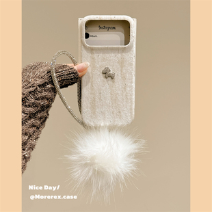 MoreRex 高级感ins立体水钻小马适用苹果17手机壳iphone16promax新款15pro毛球挂绳14防摔保护套13超火17女款