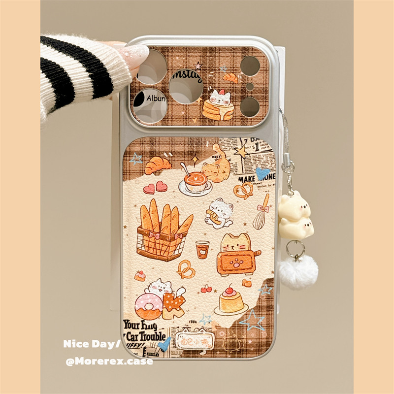 MoreRex韩风可爱甜品面包猫咪带挂件适用苹果17手机壳iphone16promax新款17pro全包14防摔保护套13仿皮15女款,3C数码配件,手机保护套/壳,淘宝优惠券,粉丝福利购,淘宝优惠卷