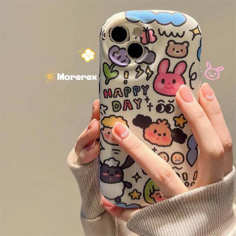 趣味卡通可爱涂鸦动物适用苹果16ProMax手机壳超萌iPhone13新款12女14pro创意11小众15pro防摔硅胶保护套全包