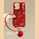 MoreRex红色锡纸纹线条小马涂鸦适用苹果17手机壳iphone16promax新款 15pro手拎绳14防摔保护套13喜庆国风17女