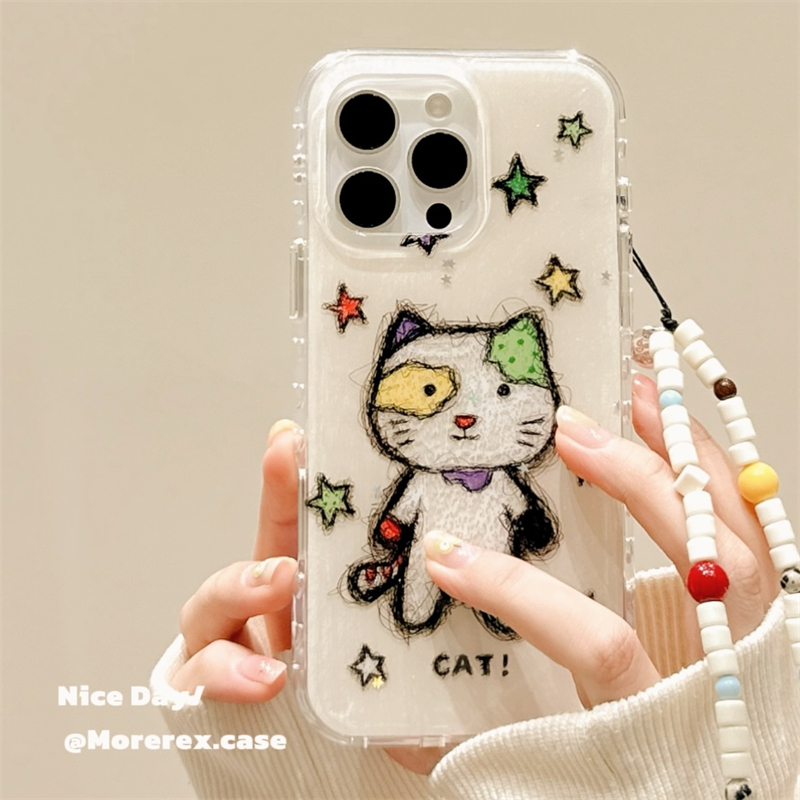 MoreRex 搞怪可爱小怪猫卡通适用苹果15手机壳iphone16promax新款14带链条13防摔保护套16pro双层女款ins超火