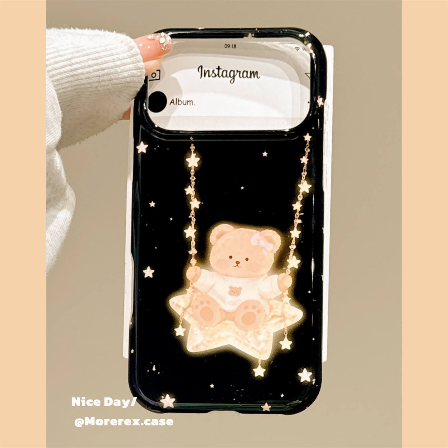 MoreRex治愈萌系星星秋千小熊适用苹果18手机壳iphone17promax新款18pro氛围感15全包防摔保护套14女款16创意