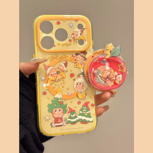 MoreRex冬日卡通圣诞装星星人适用苹果17手机壳iphone16promax新款15磁吸支架14防摔保护套13二合一17pro女款