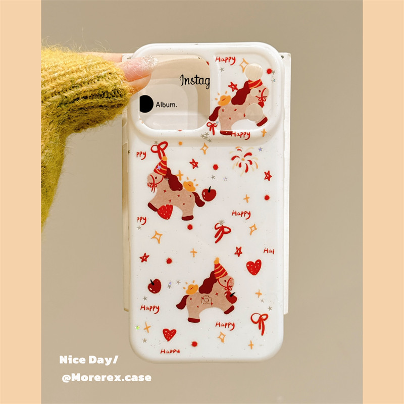 MoreRex新年白底可爱烟花小马卡通适用苹果17手机壳iphone16promax新款15pro双层14防摔保护套13全包17国潮女,3C数码配件,手机保护套/壳,淘宝优惠券,粉丝福利购,淘宝优惠卷