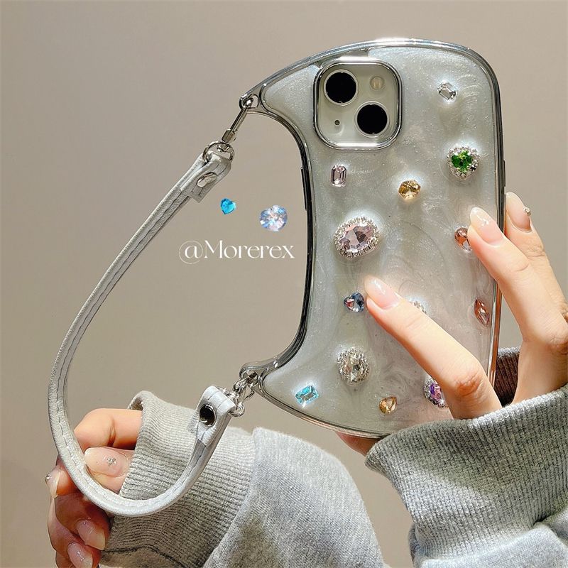 奢华立体宝石手提包包款式斜挎适用苹果13手机壳带挂绳iphone15promax高级新款12硅胶软壳16原创女防摔保护套