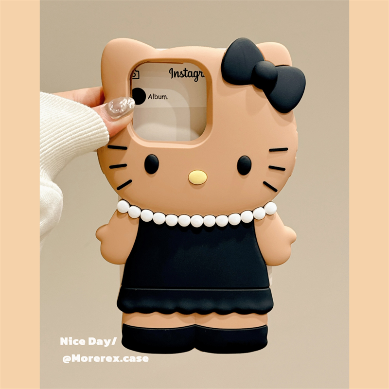 MoreRex 立体黑裙子珍珠哈喽kitty猫适用苹果15手机壳iphone16promax新款14硅胶13防摔保护套16pro女款超好看