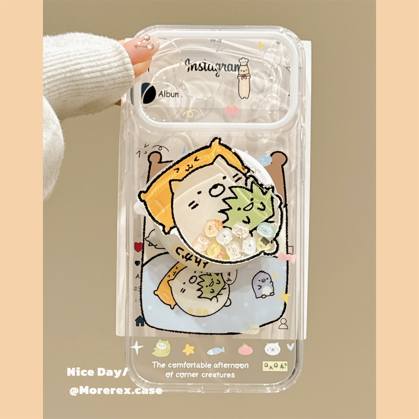 MoreRex日系卡通软萌角落生物适用苹果18手机壳磁吸支架iphone17promax新款18pro全包15防摔保护套14女16小众