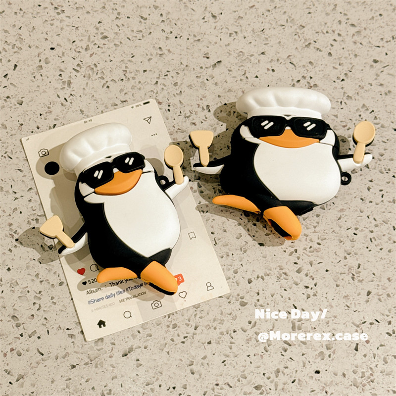 MoreRex 高雅人士企鹅搞怪趣味适用苹果AirPods4保护壳airpods1/2/3蓝牙无线耳机套airpodspro二三四代新硅胶