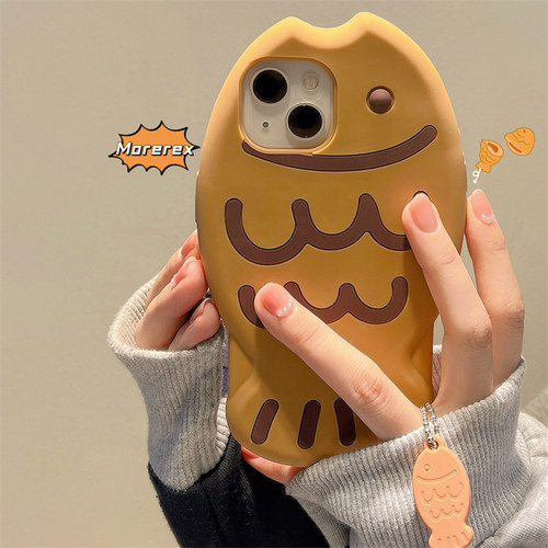趣味卡通可爱铜锣烧鱼适用iphone14promax苹果13手机壳创意16pro新款12女款11小众防摔15pro软壳硅胶全包男17