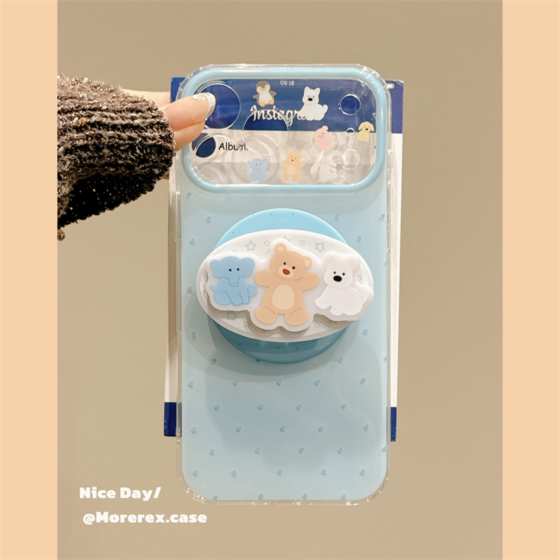 MoreRex 奶蓝色波点jellycat小动物磁吸适用苹果17手机壳iphone16promax新款17pro双层14防摔保护套13/15女款