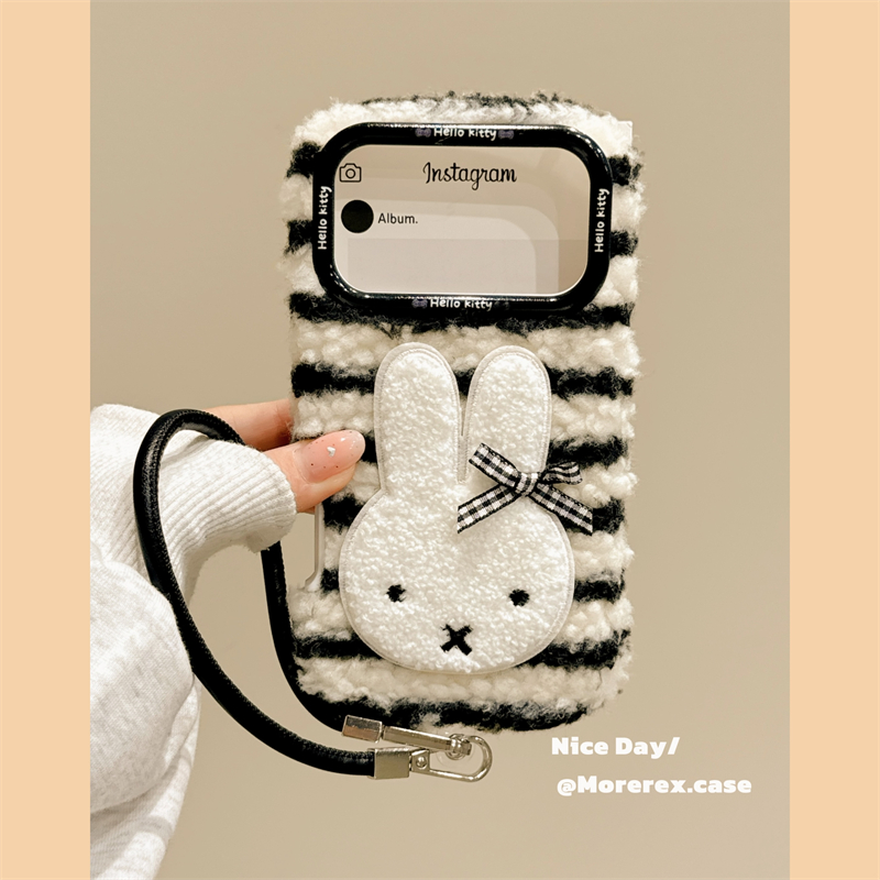 MoreRex 小香风毛绒可爱兔子刺绣适用苹果17手机壳iphone16promax新款15pro秋冬14防摔保护套13超好看17pro女