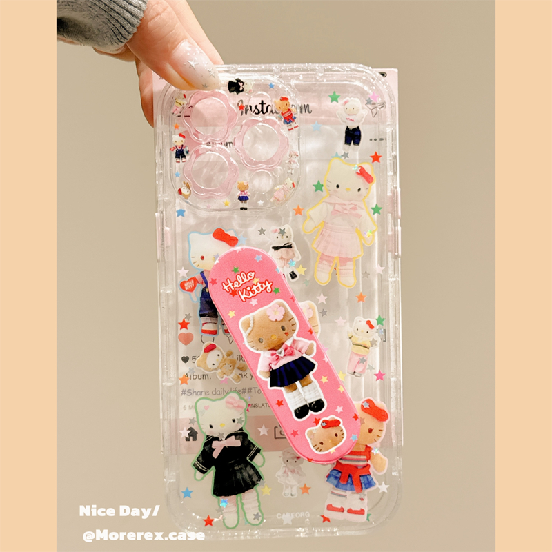 MoreRex 日系学院风可爱校服kitty猫适用苹果15手机壳iphone16promax新款14创口贴支架13防摔保护套16pro女款