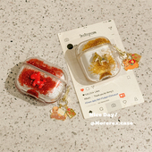 MoreRex 3蓝牙无线耳机套airpodspro二三四代新款 新年立体小金马透明流沙适用苹果AirPods4保护壳airpods1