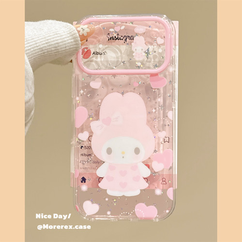 MoreRex甜美少女心可爱卡通透粉亮闪闪爱心适用苹果17手机壳iphone16promax新款17pro全包14防摔保护套13女15