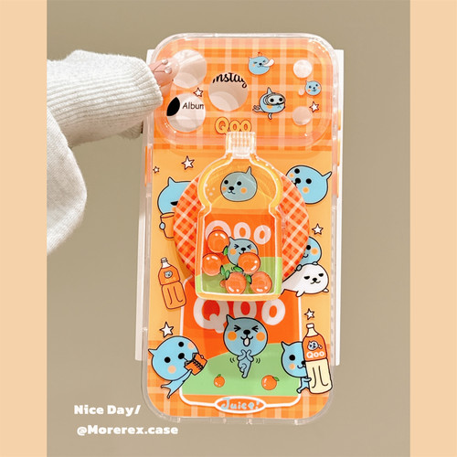 MoreRex 童趣ins格纹橙汁酷儿适用苹果18手机壳磁吸支架iphone17promax新款18pro全包15防摔保护套14女16日韩