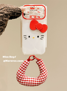 MoreRex 日韩可爱白色蝴蝶结kitty适用苹果17手机壳iphone16promax新款15pro双层14防摔保护套13带挂绳17女款