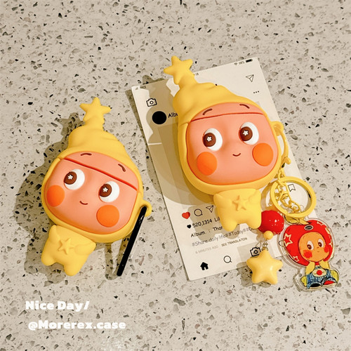 MoreRex立体卡通星星小人带挂件适用苹果新4代airpods蓝牙无线耳机保护套1/2/3硅胶软壳airpodspro三代女新款