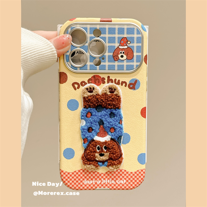 MoreRex趣味可爱卡通倒立小动物刺绣适用苹果17手机壳iphone16promax新款15大视窗14防摔保护套13秋冬17pro女