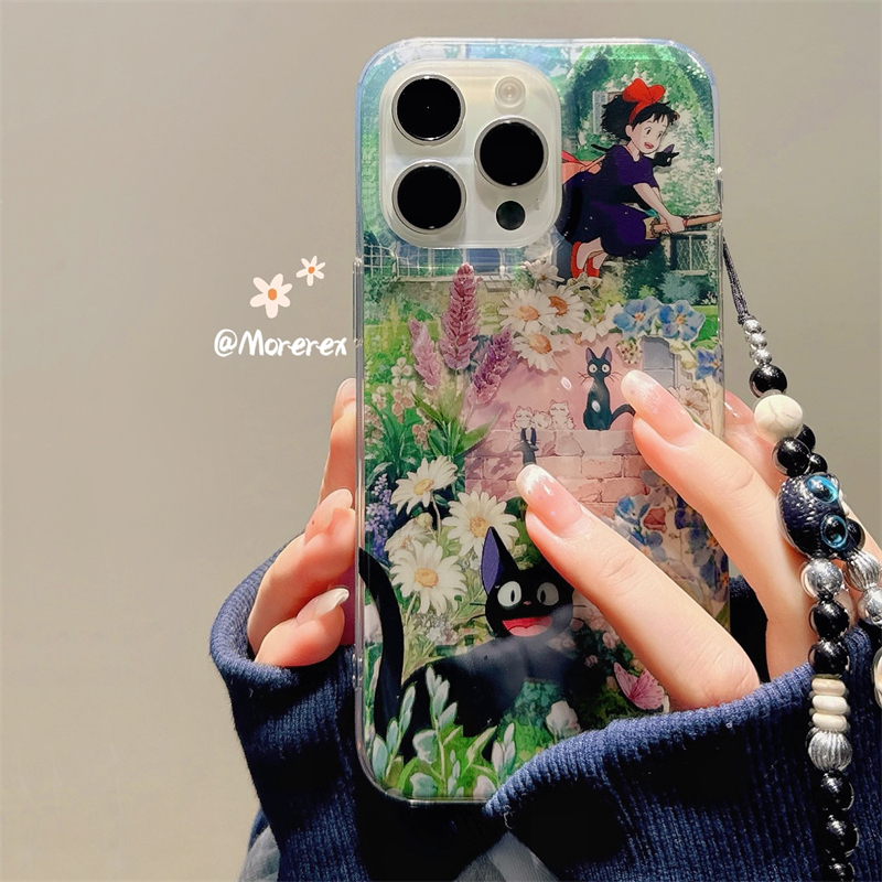 卡通宫崎骏动漫扫帚女孩适用苹果15ProMax手机壳带挂绳iphone13pro新款12小众女款11防摔14硅胶16pro保护套软
